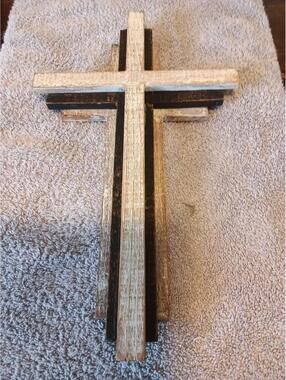 3 Layer Rustic Wooden Cross Wall Decor 14.x8